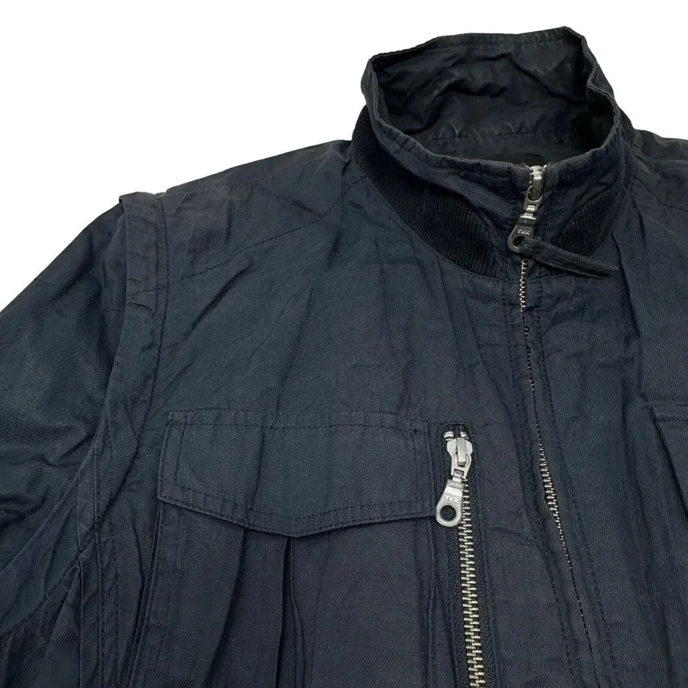 PAUL LA FONTAINE‎ Mens Navy Blue Full Zip Jacket Lined Pockets Buckles Medium